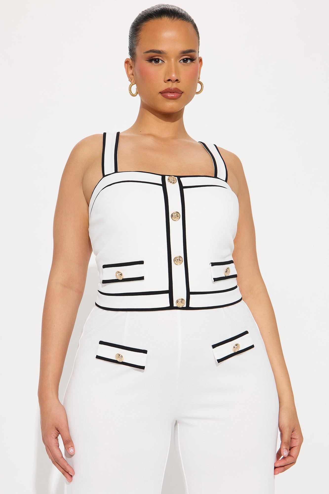 Audrina Pant Set - White/Black Product Image