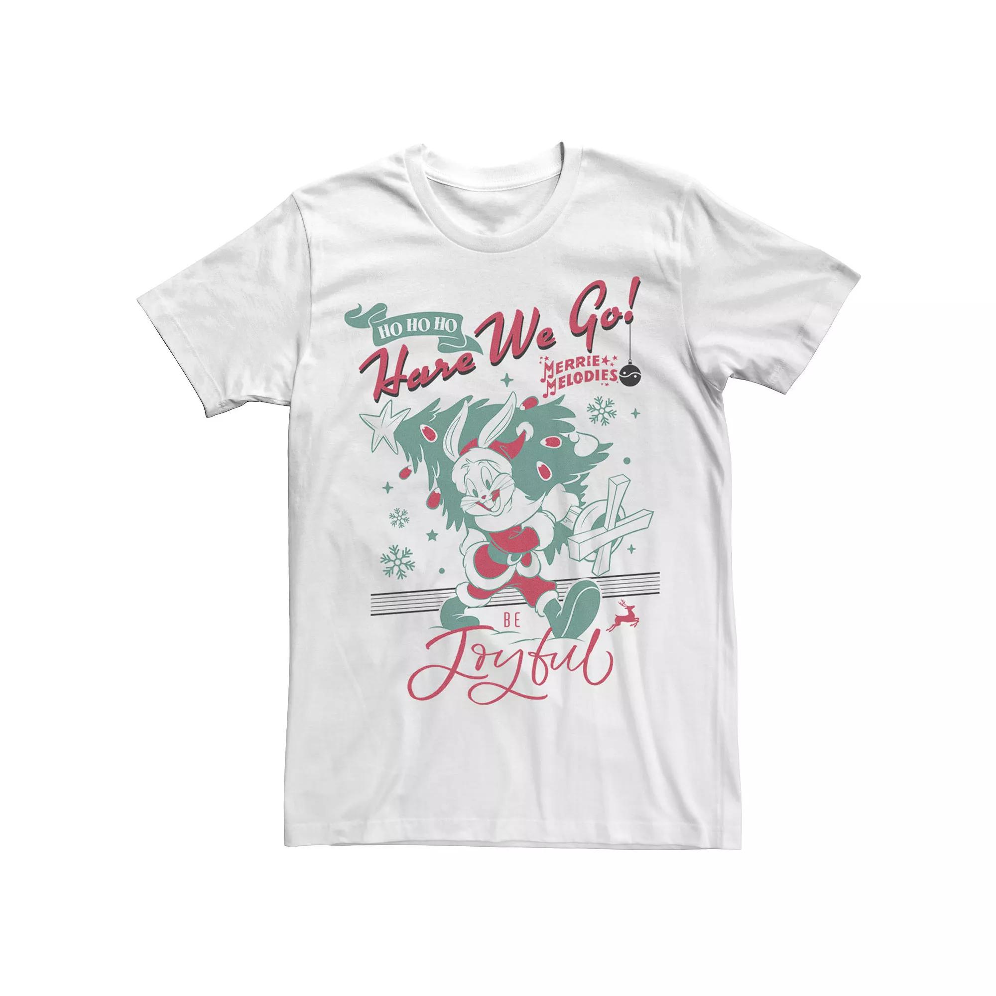 Men's Looney Tunes Christmas Bugs Bunny Ho Ho Ho Here We Go Tee,  Product Image