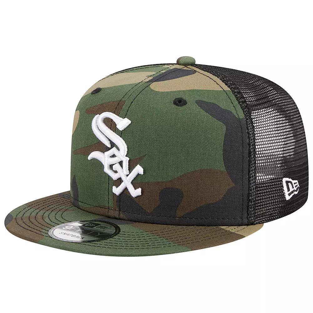Men's New Era Camo Chicago White Sox Woodland Camo Trucker 9FIFTY Snapback Hat, Green Product Image