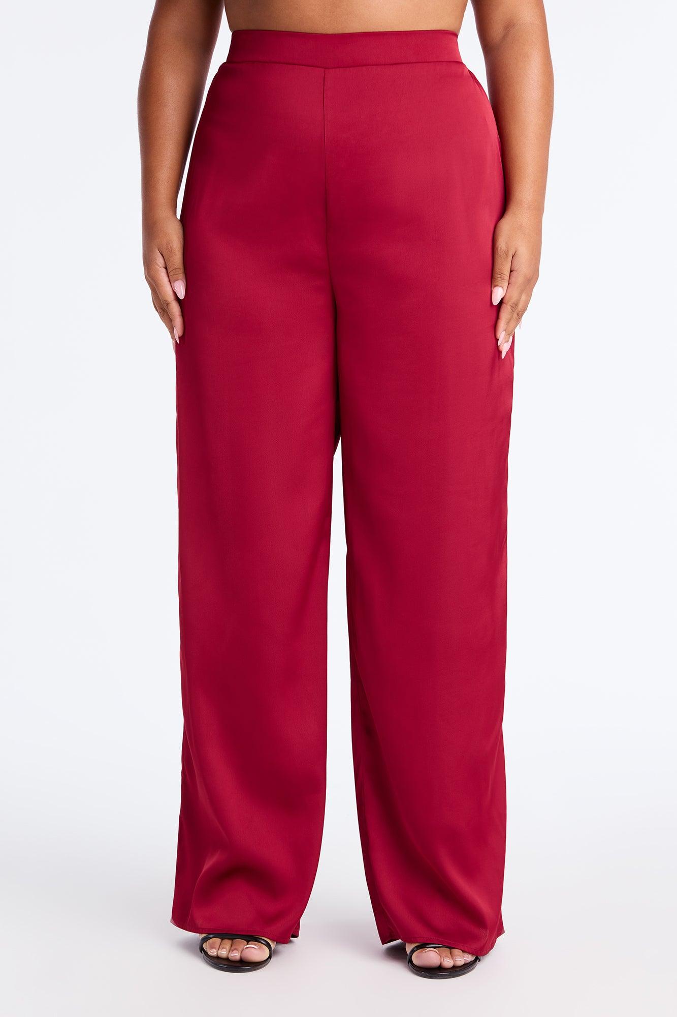Claudia Satin Wide Leg Pant 32″ - Red Female Product Image