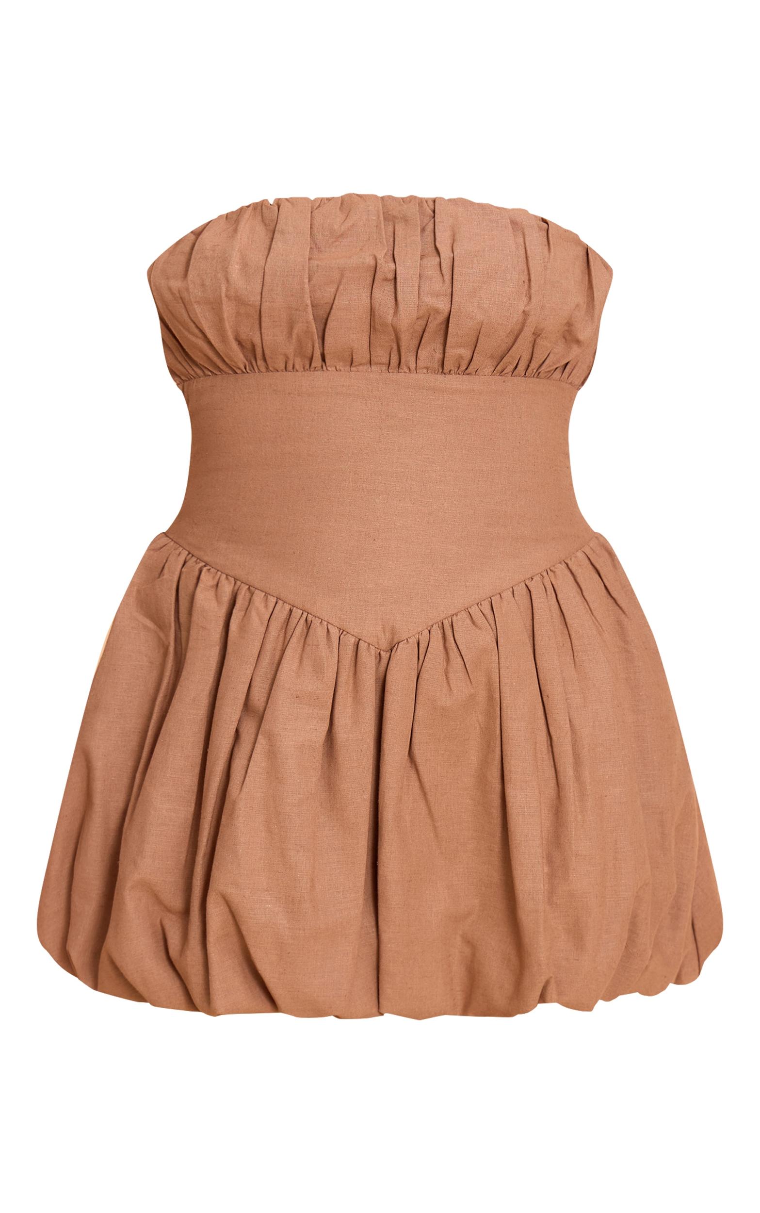 Taupe Ruched Bust Shift Dress Product Image