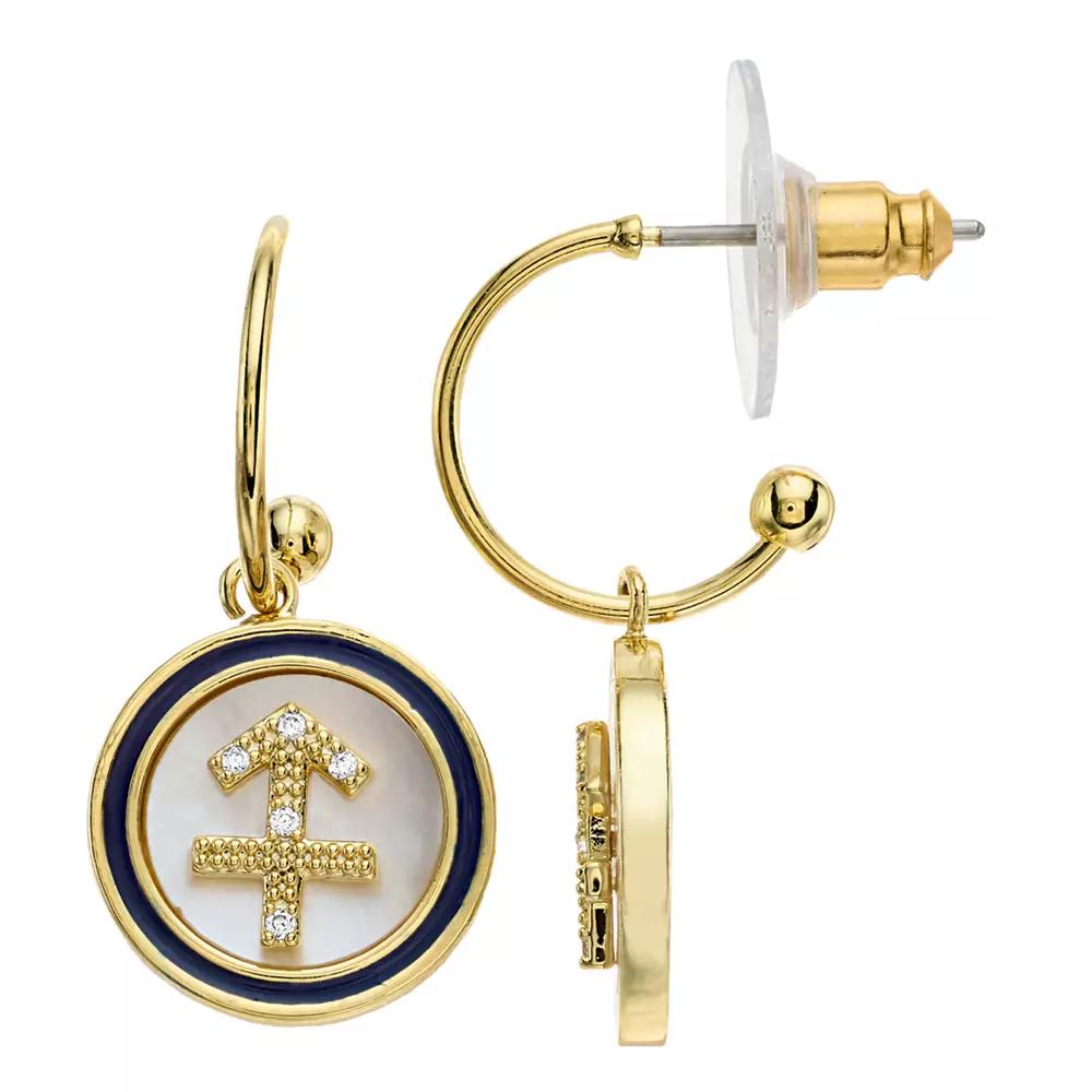 City Luxe Mother of Pearl Aquarius Drop Earrings, Women's, Gold Tone Libra Product Image