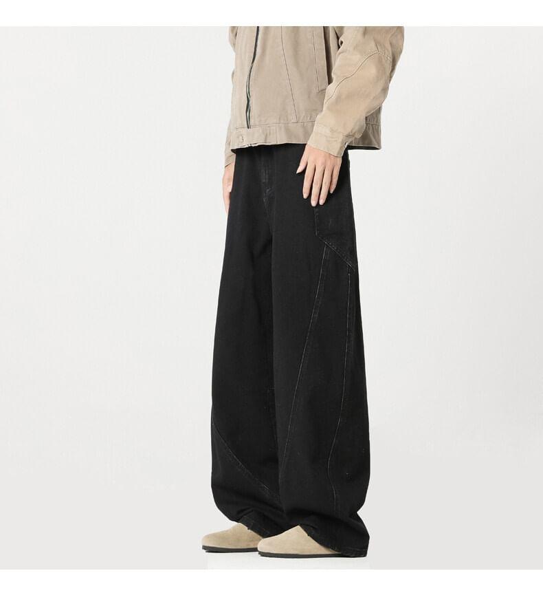 Mid Rise Washed Wide Leg Cargo Jeans Product Image