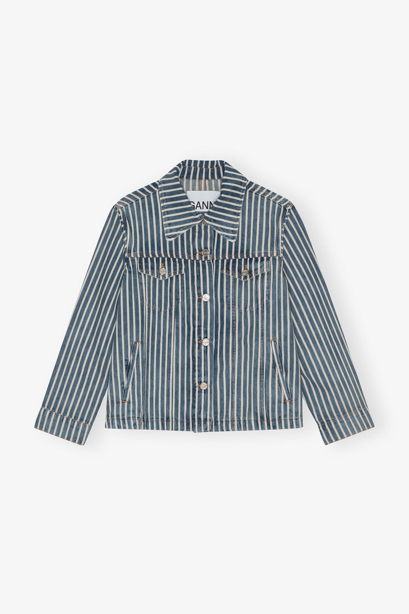 Striped Denim Jacket Product Image
