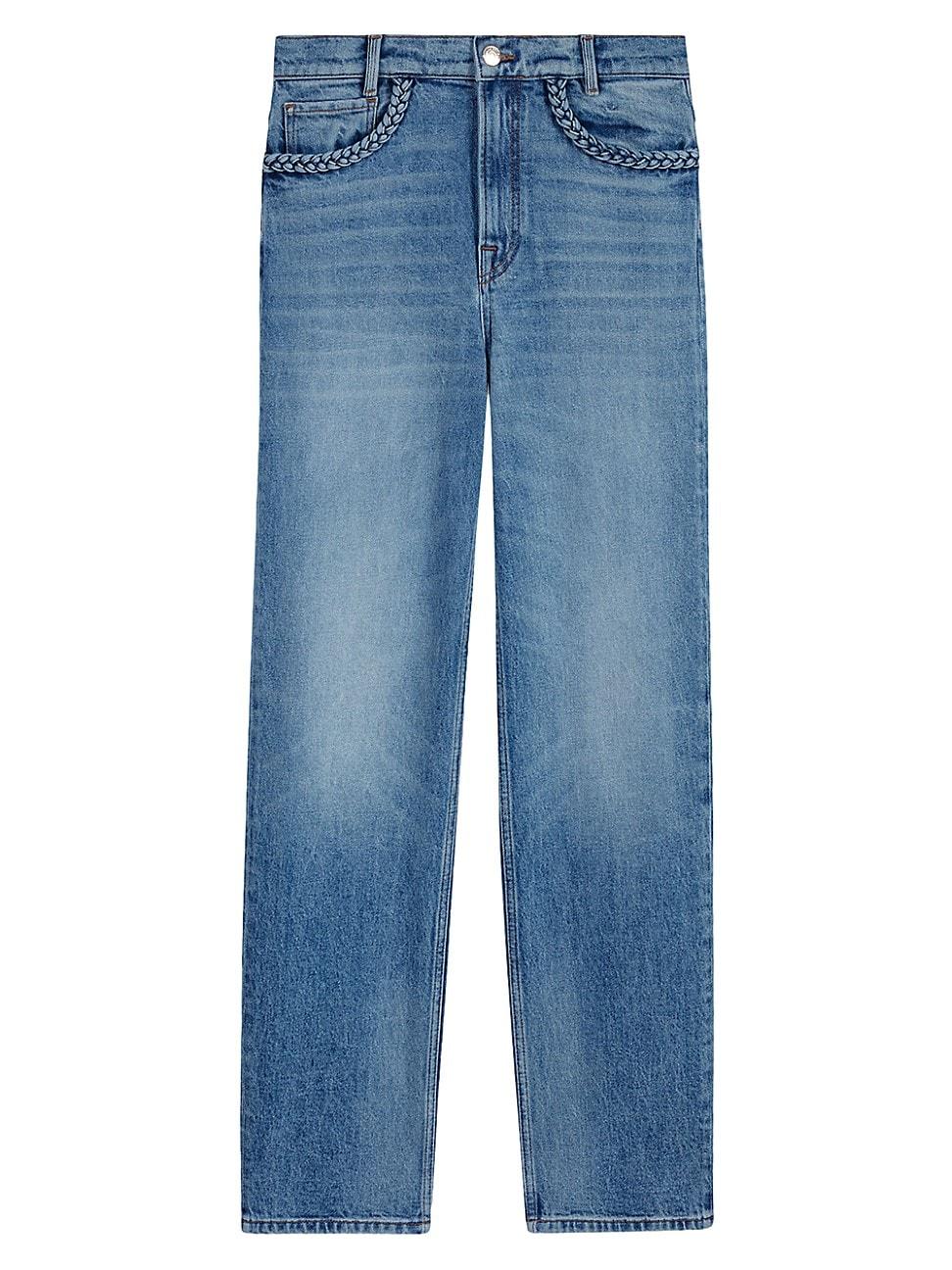 Womens Straight-Leg Braided Detail Jeans Product Image