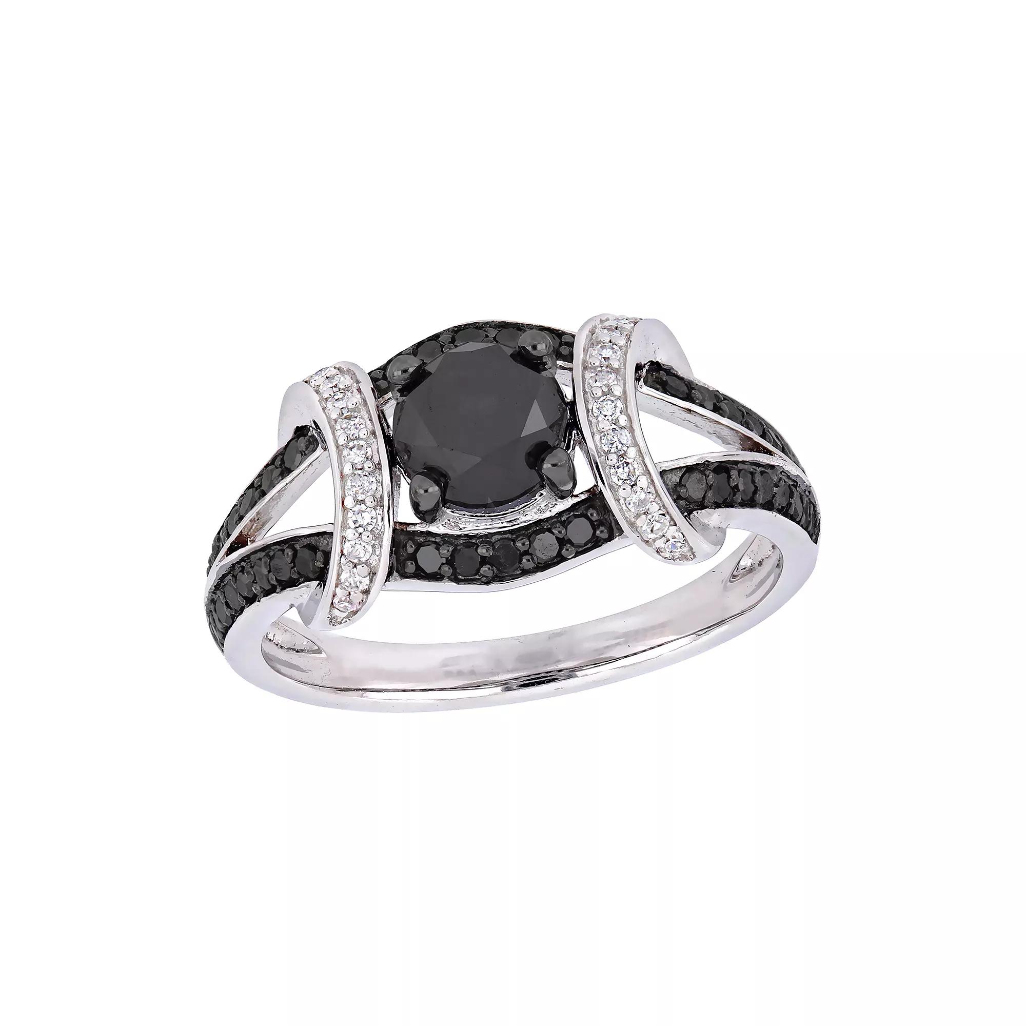 Stella Grace 10k White Gold 1 3/8 Carat T.W. Black & White Diamond Ring, Women's, Size: 5, 10k Whgold Product Image
