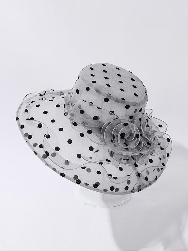 Flower Shape Gauze Polka Dot See-Through Split-Joint Sun Hat Product Image