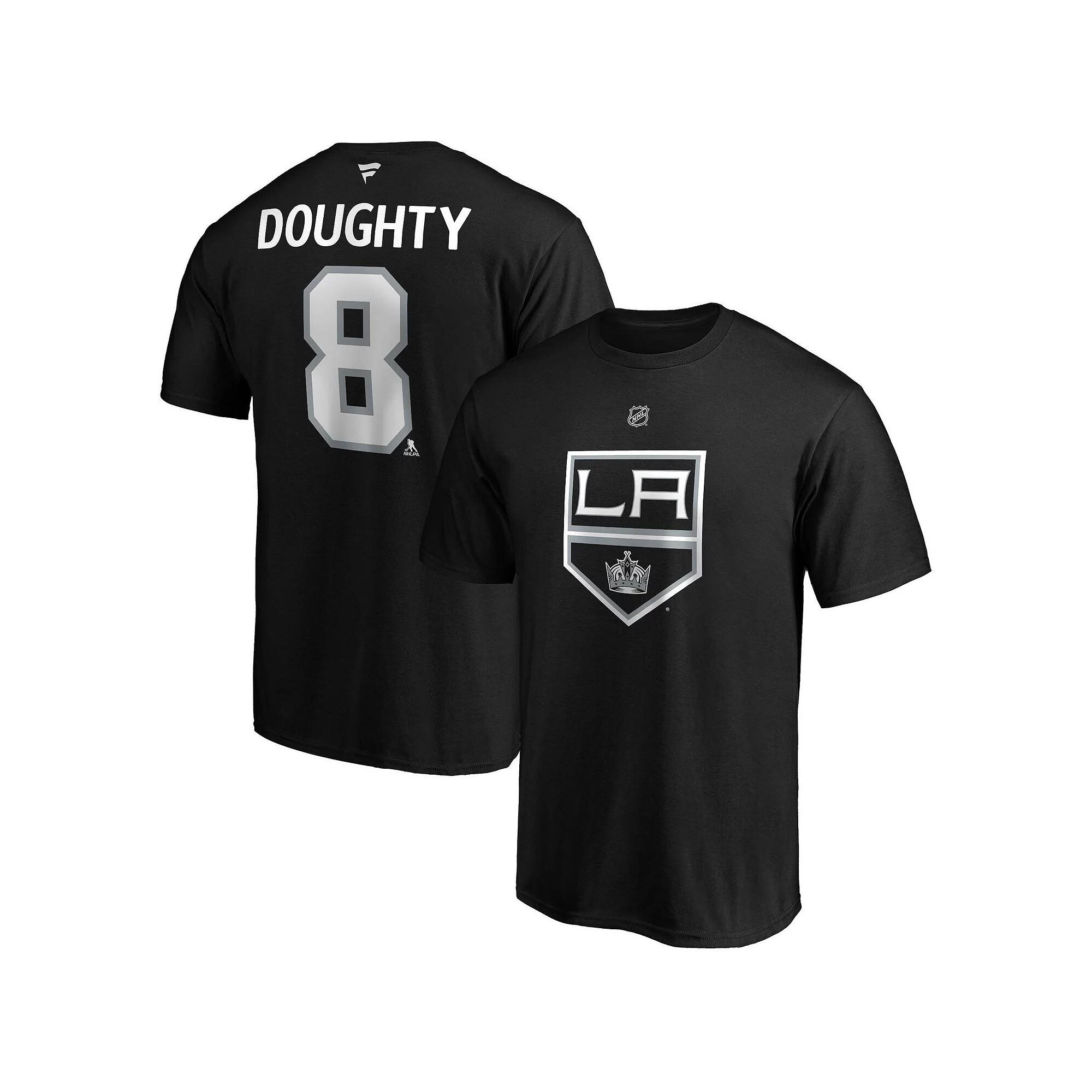 Men's Fanatics Branded Drew Doughty Black Los Angeles Kings Authentic Stack Name & Number Team T-Shirt, Size: Small, Kgs Black Product Image