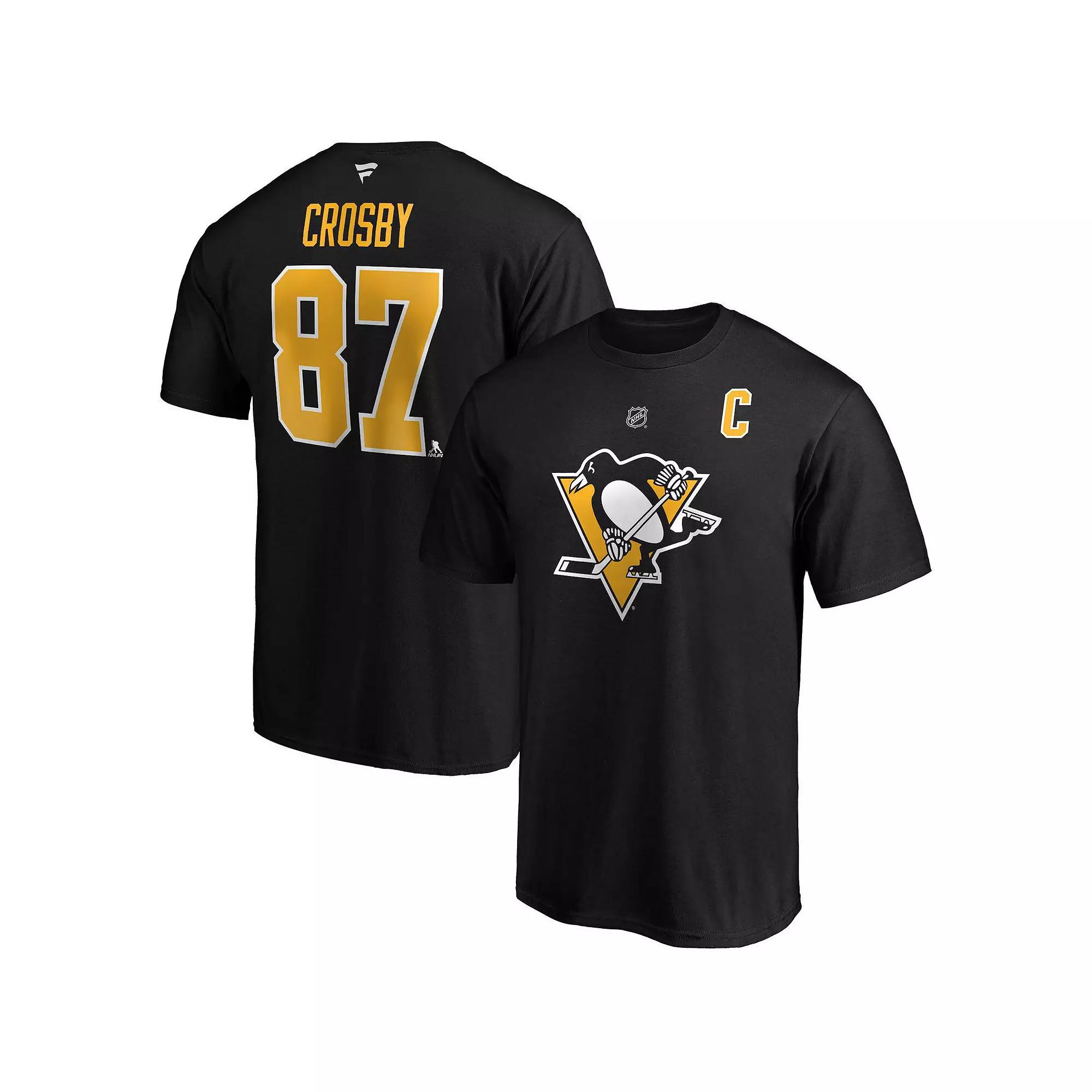 Men's Fanatics Branded Sidney Crosby Black Pittsburgh Penguins Big & Tall Captain Patch Name & Number T-Shirt, Size: 5XB Product Image