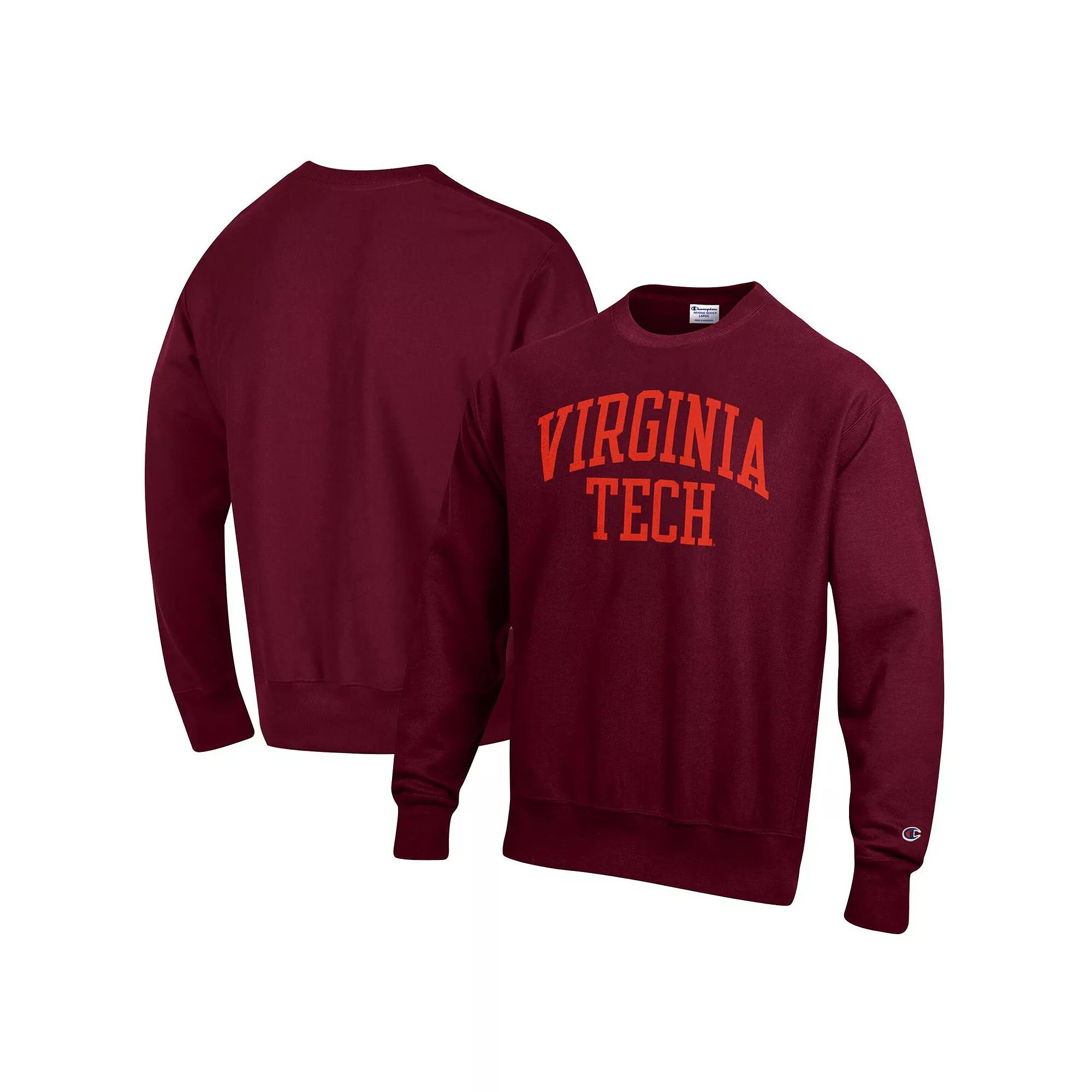 Men's Champion Maroon Virginia Tech Hokies Arch Reverse Weave Pullover Sweatshirt, Size: 2XL, Red Product Image