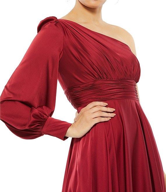 Mac Duggal One Shoulder Bishop Sleeve A-Line Gown Product Image