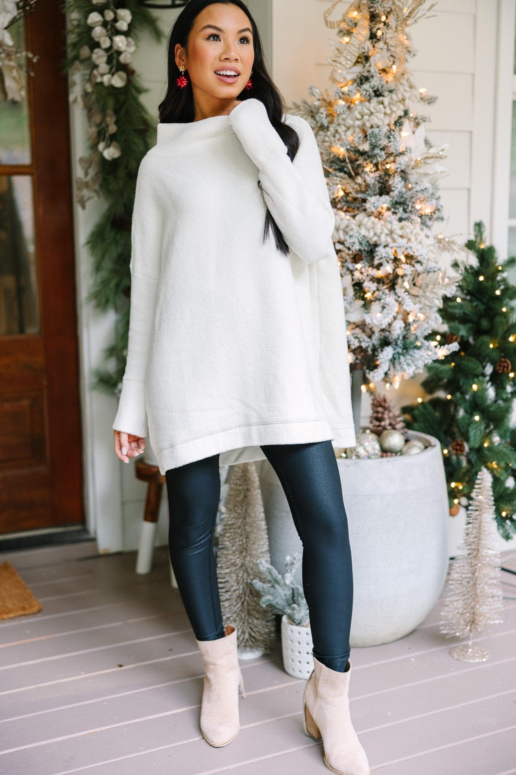 The Slouchy White Mock Neck Tunic Female Product Image