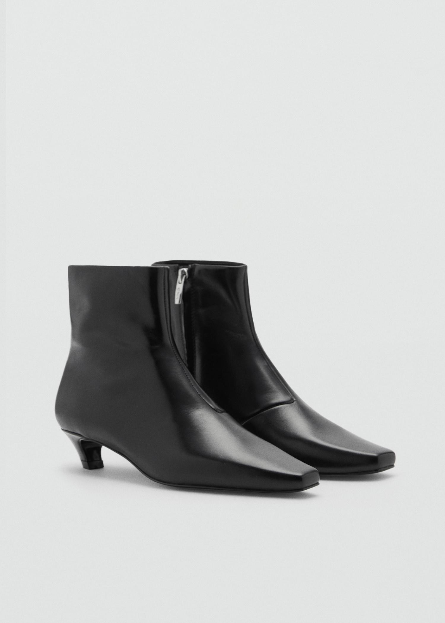 Leather boots with kitten heels - Women | MANGO USA Product Image