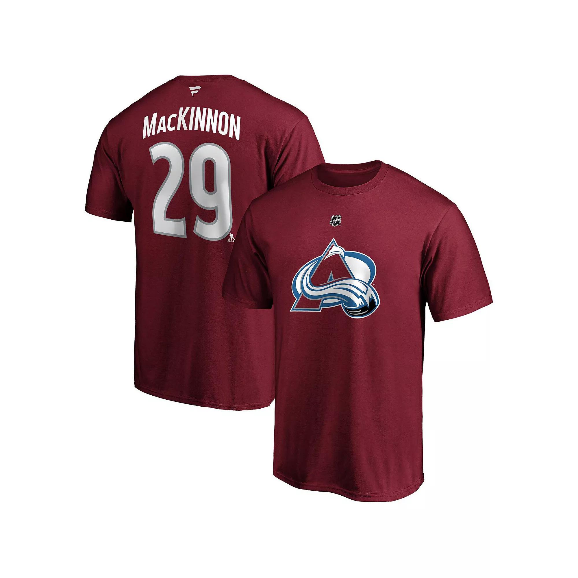 Men's Fanatics Branded Nathan MacKinnon Burgundy Colorado Avalanche Big & Tall Name & Number T-Shirt,  Product Image