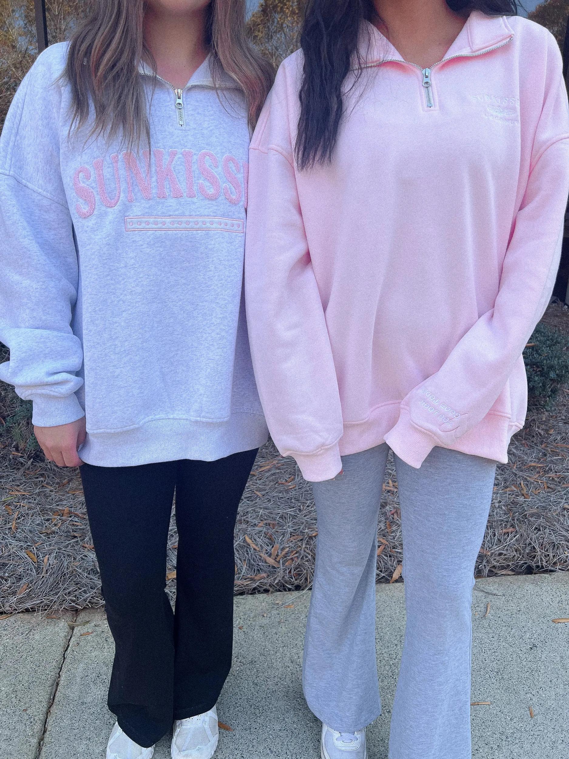 Polka Dot Quarter-Zip Sweatshirt Product Image