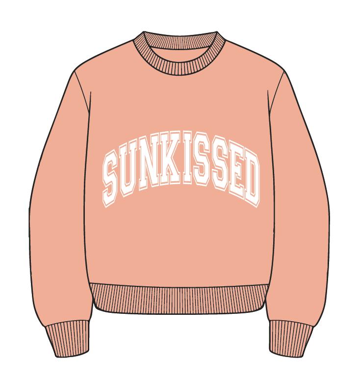 Sherbet Orange Varsity Embroider Sweatshirt Product Image