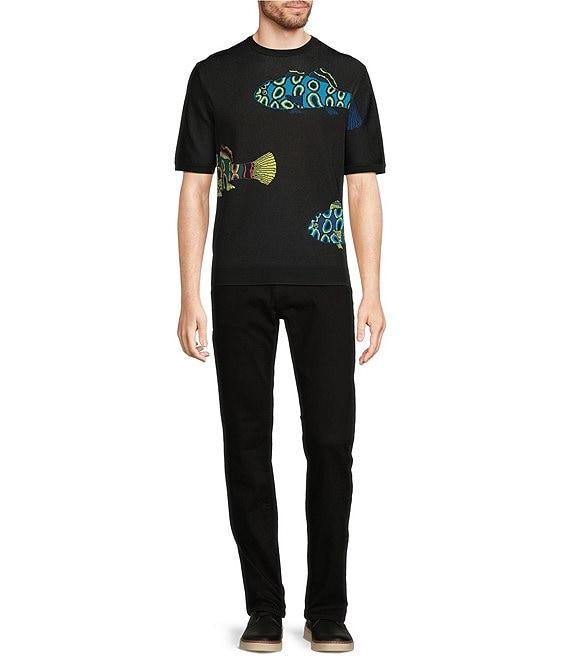 Murano Shape of Water Collection Fish Jacquard Short Sleeve Sweater Product Image