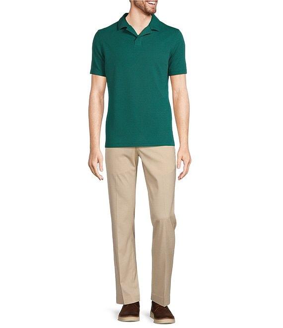 Murano Shape of Water Collection Solid Textured Johnny Collar Short Sleeve Polo Shirt Product Image