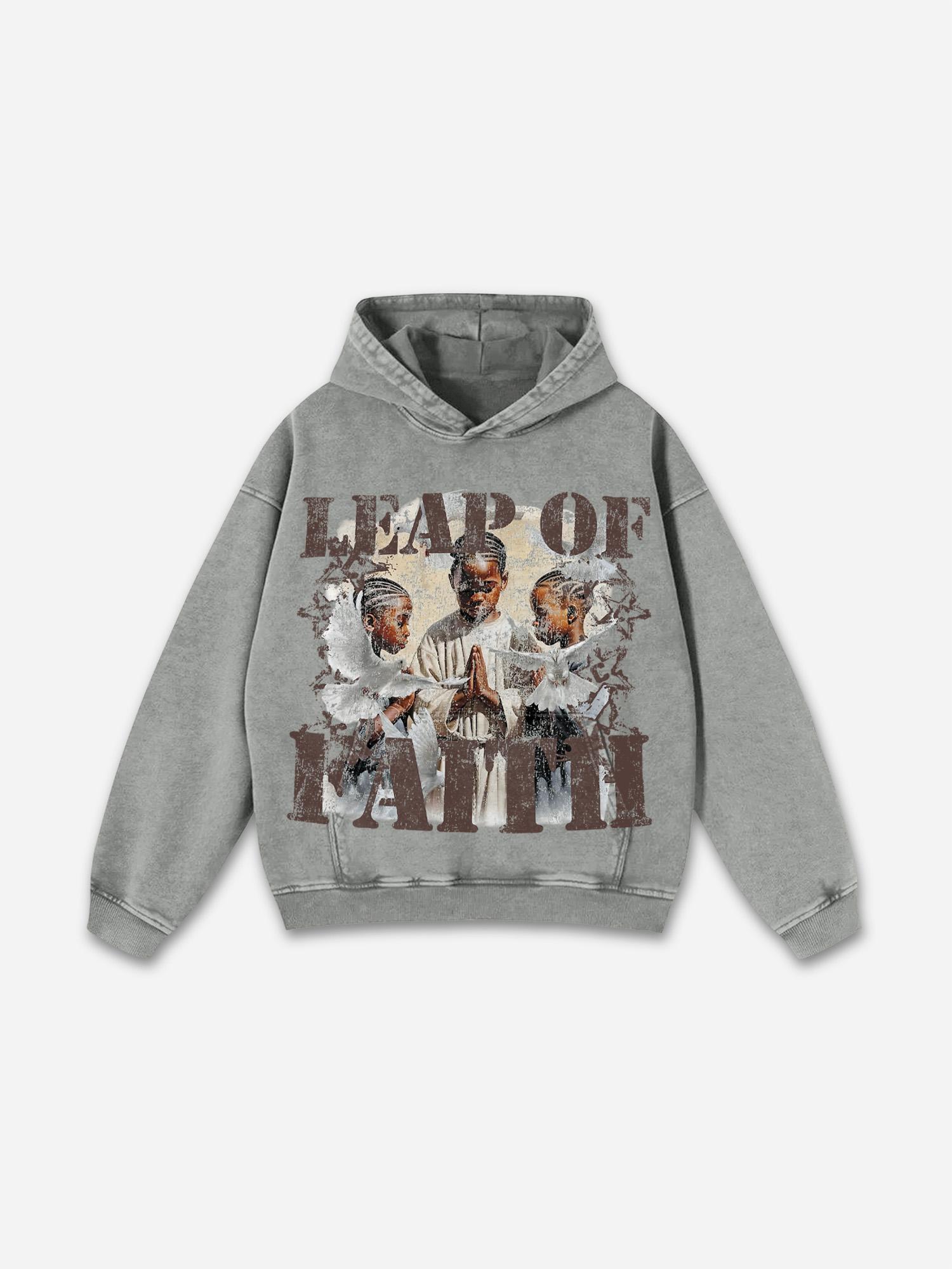 Sopula Portrait Phantom Abstract Graphic Acid Washed Oversized Hoodie Product Image