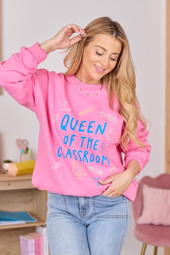 Queen Of The Classroom Pink Graphic Sweatshirt Product Image