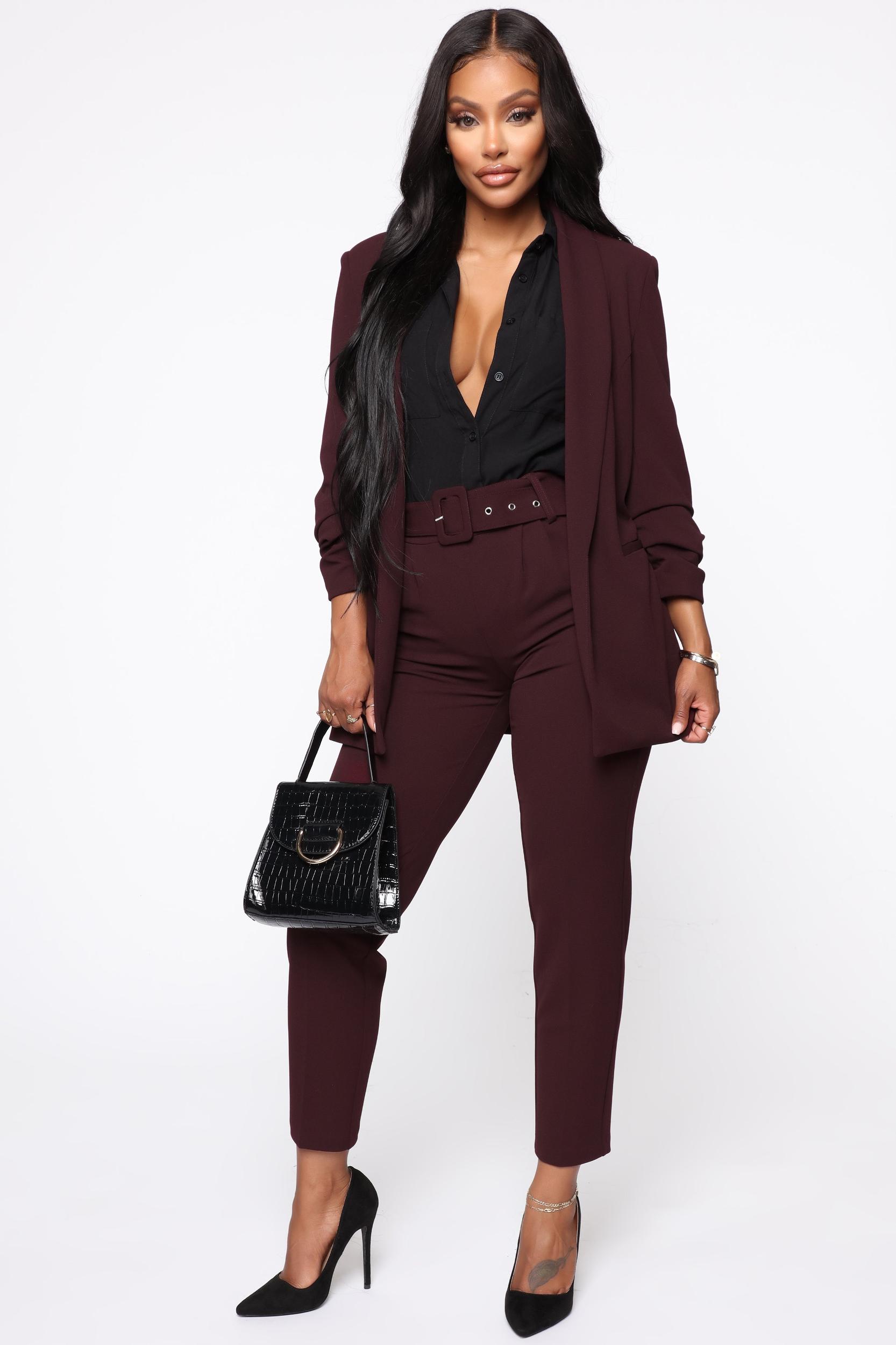 The Celine Blazer - Burgundy Product Image