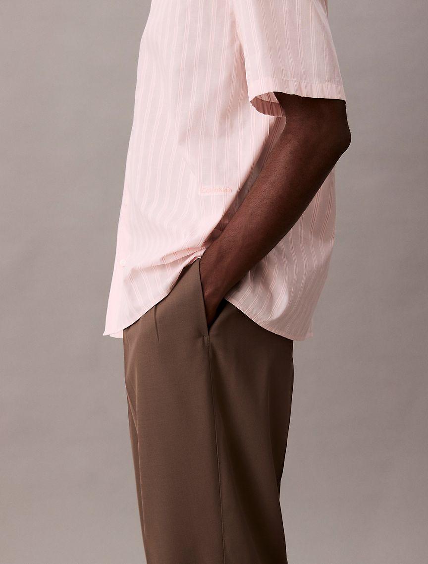 Textured Cotton Stripe Easy Button-Down Shirt  Product Image