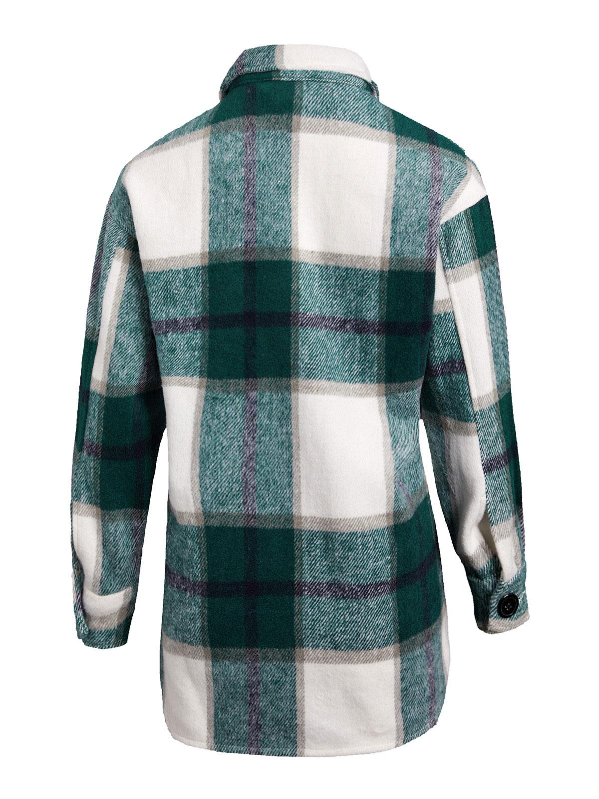 Shacket Vintage Pockets Over-sized Plaid Jacket Product Image