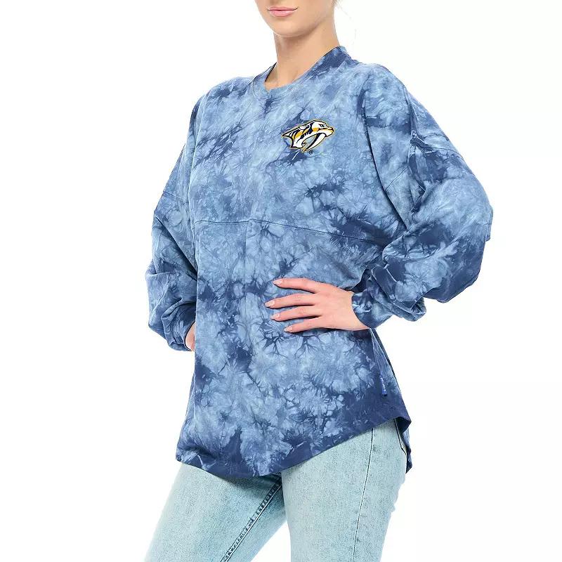 Women's Fanatics Branded Navy Nashville Predators Crystal-Dye Long Sleeve T-Shirt,  Product Image