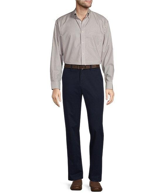 Gold Label Roundtree & Yorke Non-Iron Long Sleeve Geometric Print Herringbone Sport Shirt Product Image