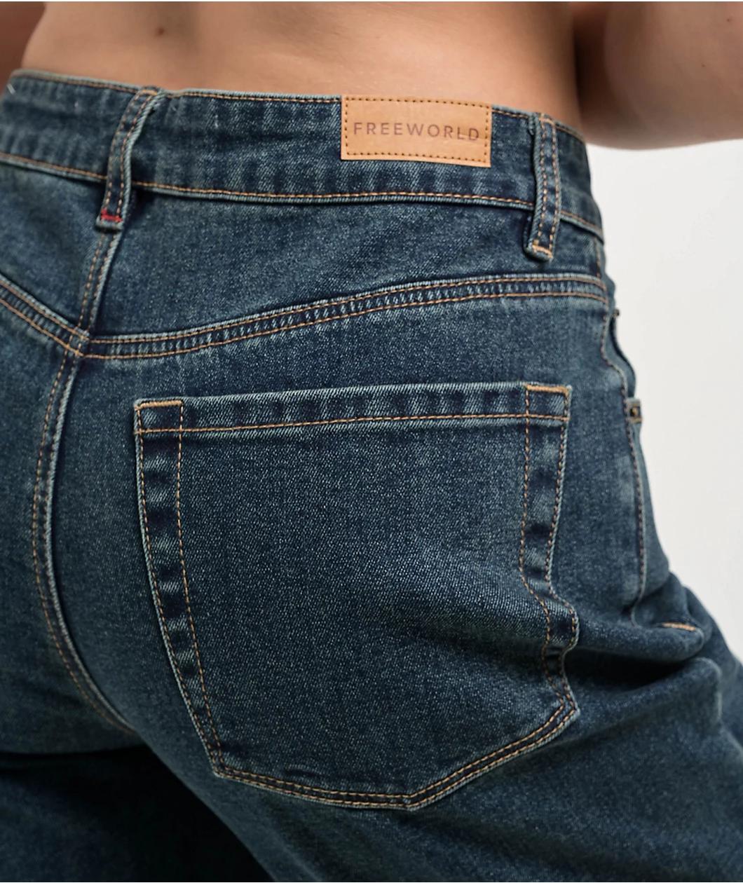 Freeworld Beach Straight Leg Blue Denim Jeans Product Image