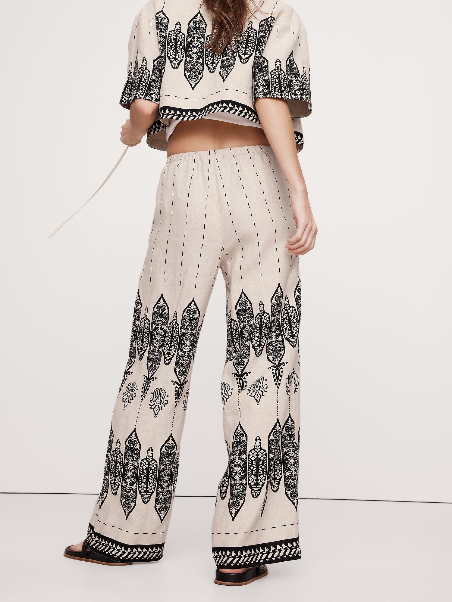 Pull-On Wide-Leg Linen Pant Product Image