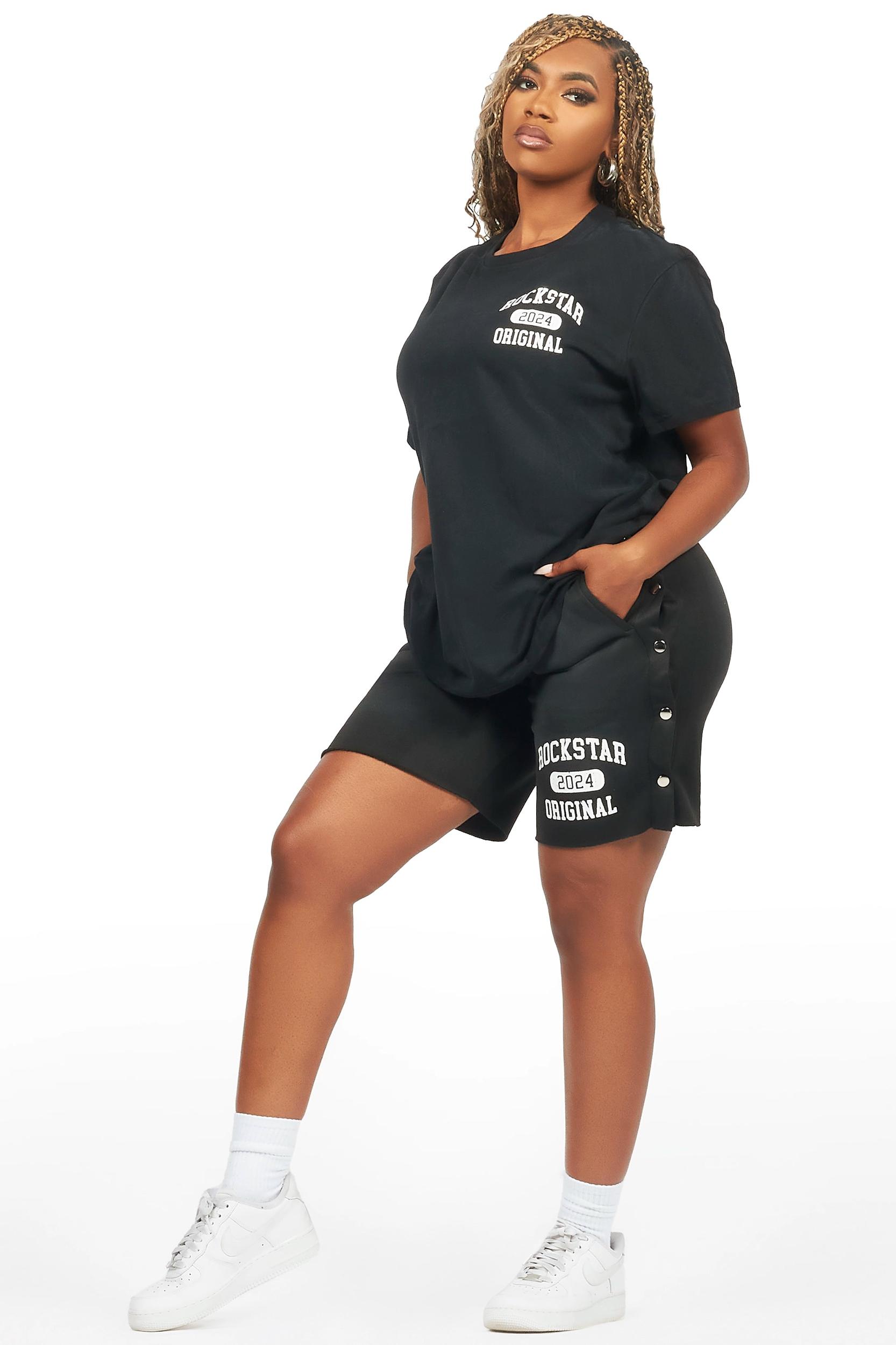Lionela Black T-Shirt Snap Short Set Female Product Image