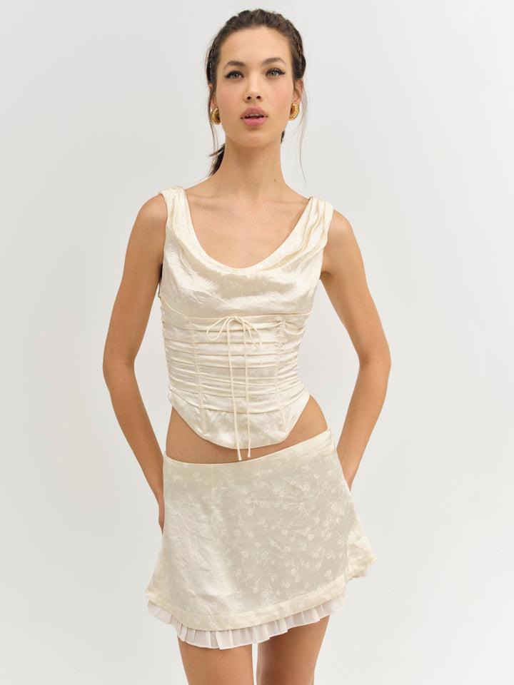 Carla Jacquard Mini Skirt — Cream Product Image