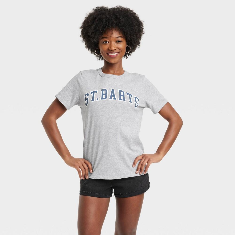 Women's St. Barts Short Sleeve Graphic T-Shirt - Heather Gray 1X: Zoe+Liv Pullover Product Image