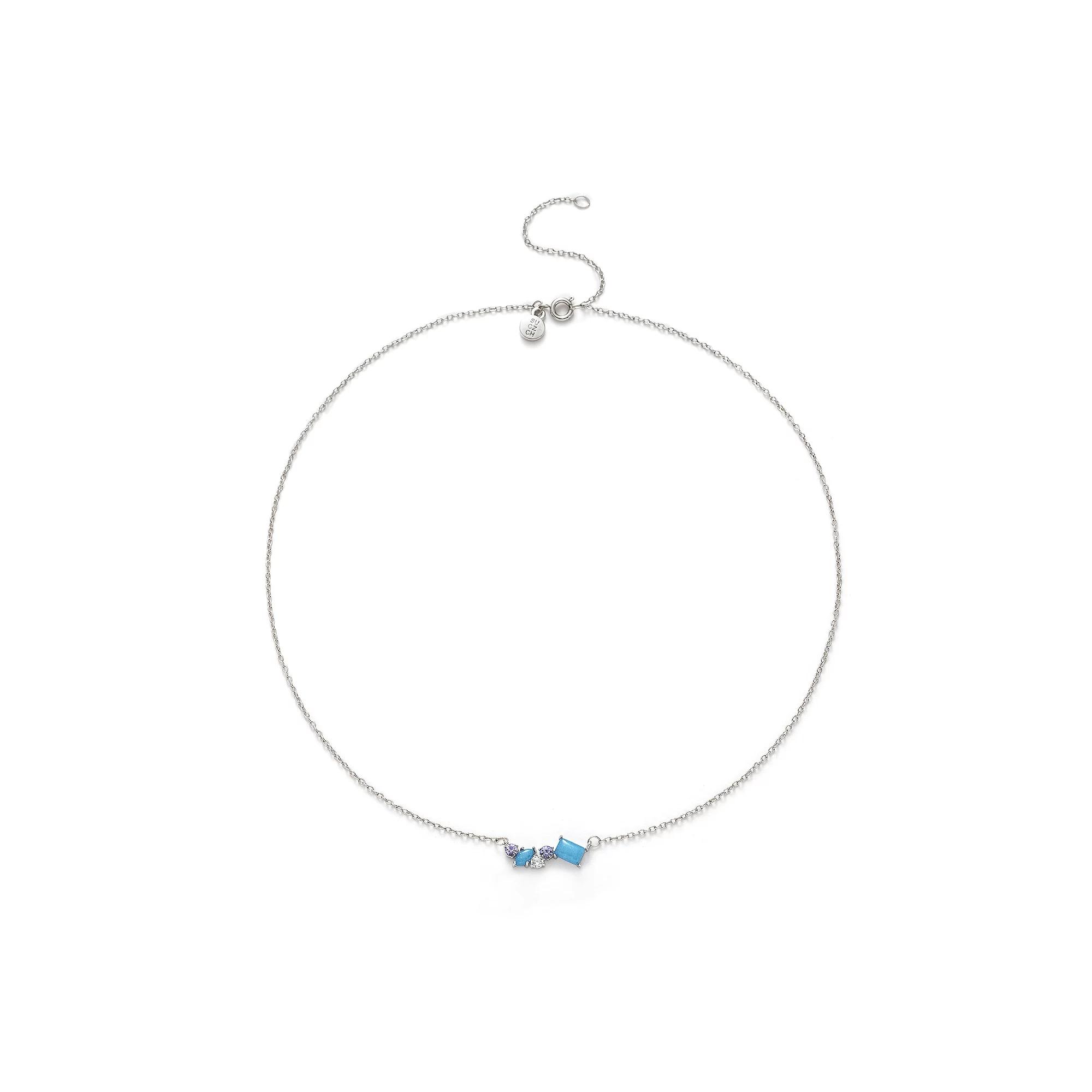 Power of Color Blue Quartz & Cubic Zirconia Cluster Necklace, Womens Silver Tone Blue Product Image