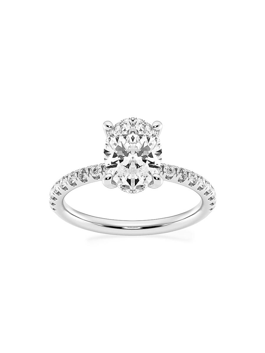 Womens Platinum & Oval Lab-Grown Diamond Hidden Halo Ring/0.80-3.41 TCW Product Image