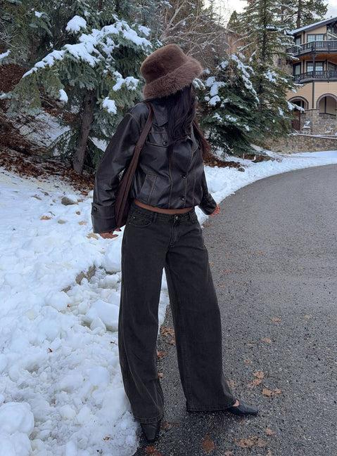 Ramos Low Rise Denim Jeans Washed Black Product Image