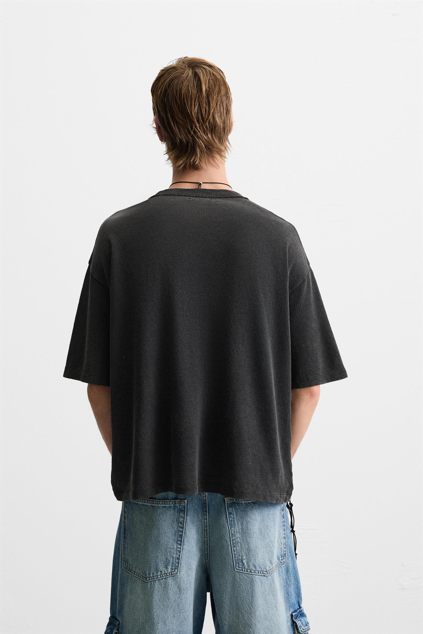 WASHED PRINT KNIT T-SHIRT Product Image