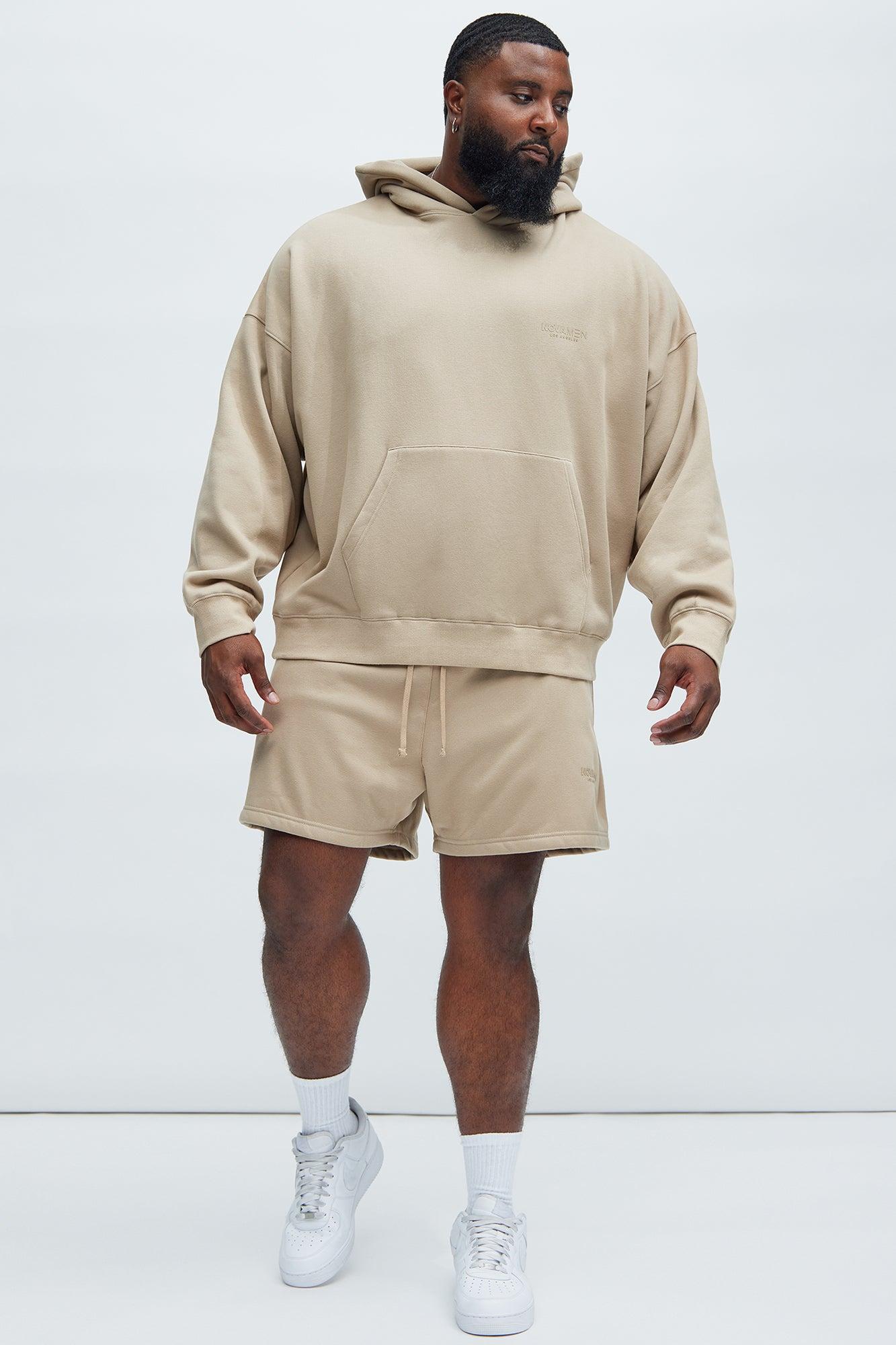 Tyson Novamen Oversize Heavyweight Sweat Shorts - Taupe Product Image