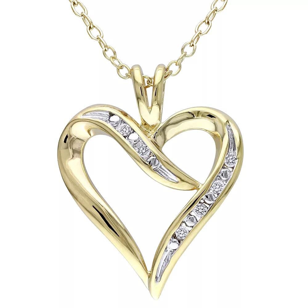 Stella Grace Yellow Rhodium-Plated Sterling Silver Diamond Accent Heart Pendant, Women's, Size: 18", Gold Tone Product Image