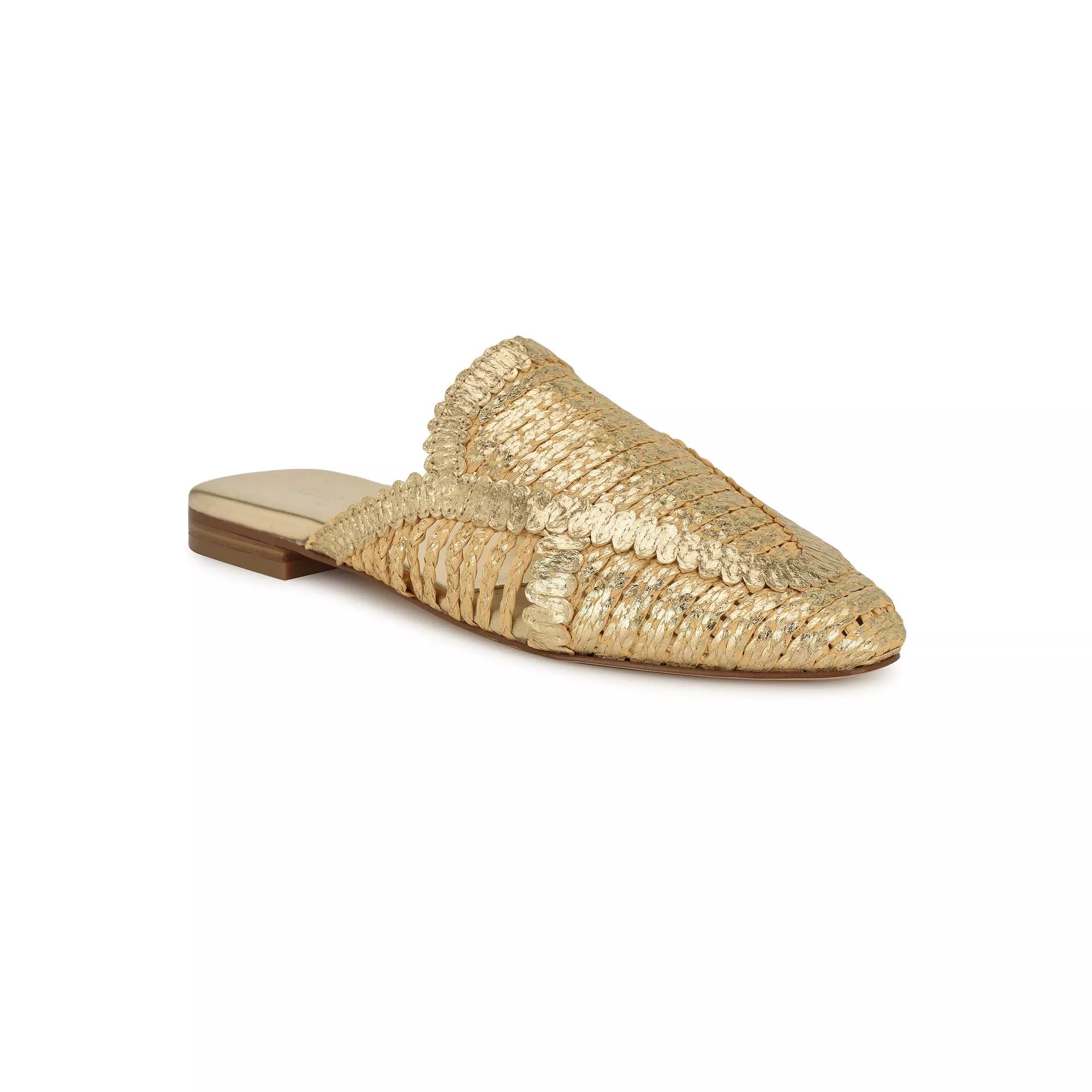 Nine West Campton Almond Toe Casual Slip-On Flat Mules, Women's, Size: 7, Gold Product Image