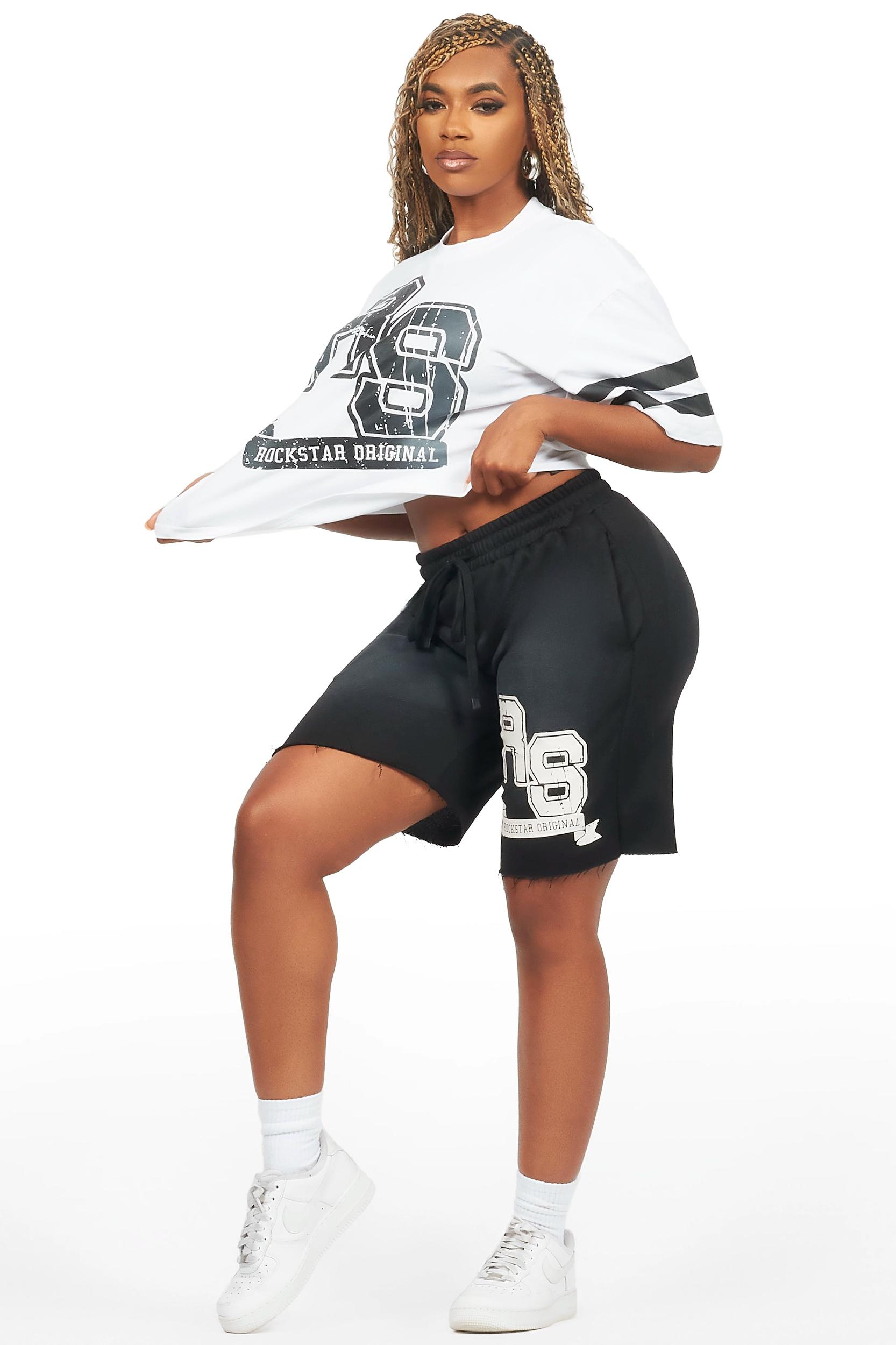 Tenita White/Black T-Shirt Short Set Female Product Image