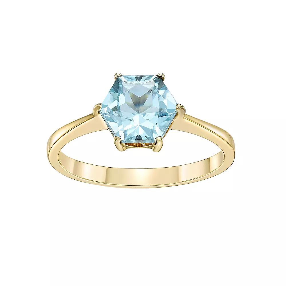 Gemminded 14k Gold Over Silver Blue Topaz Ring, Women's, Size: 6, Gold Tone Product Image