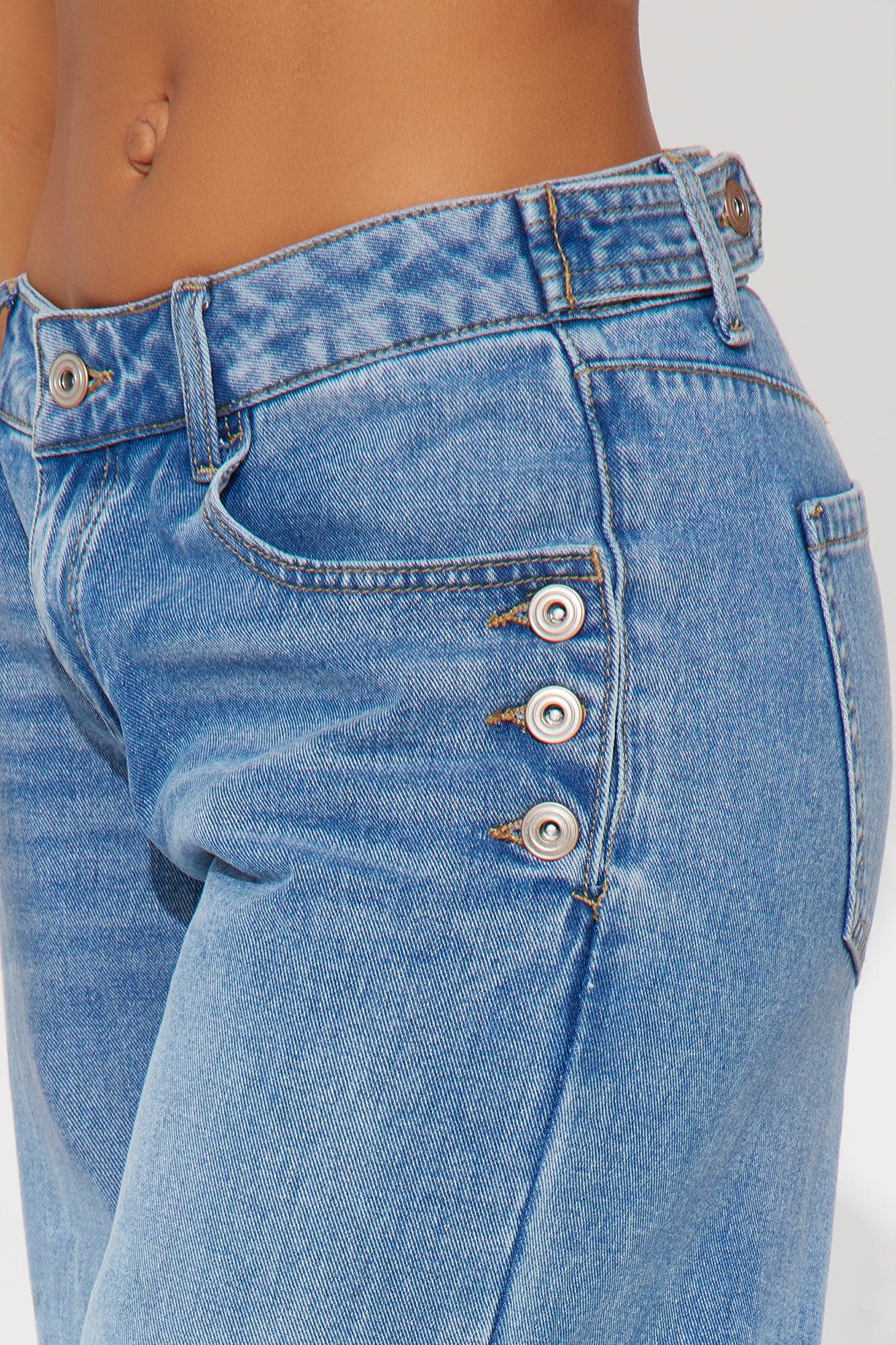 Dania Non Stretch Waistband Tab Wide Leg Jeans - Medium Wash Product Image