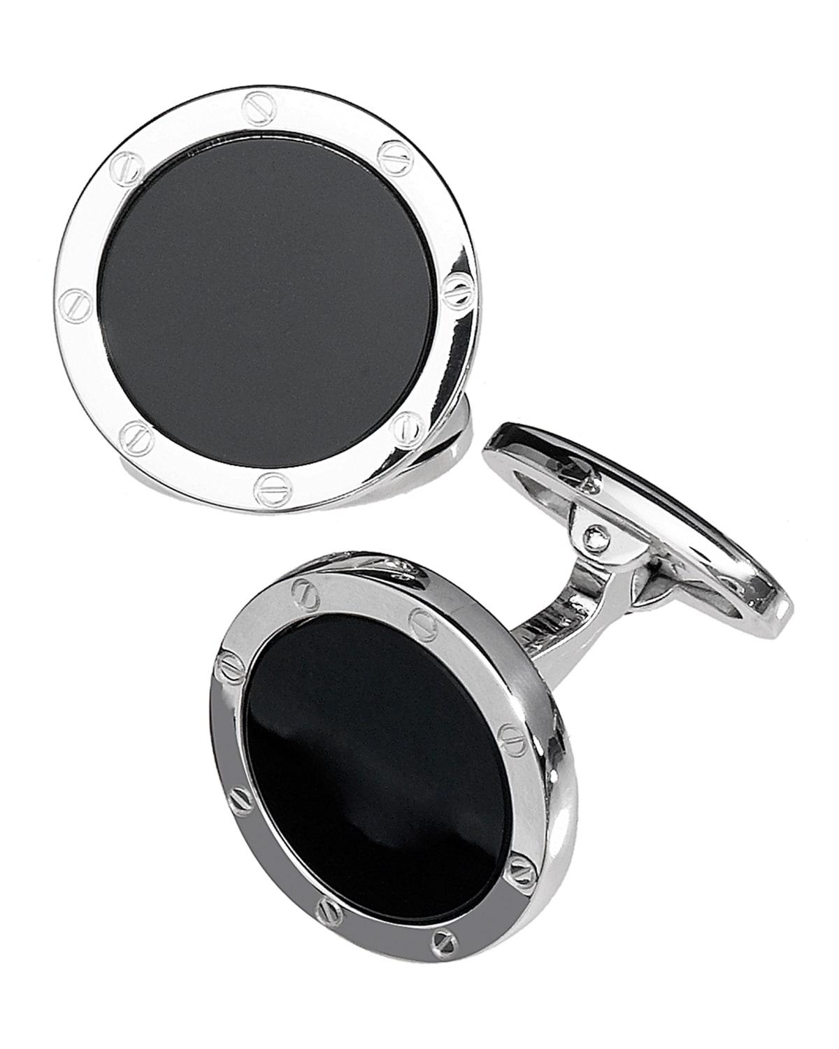 Round Onyx Cuff Links Product Image