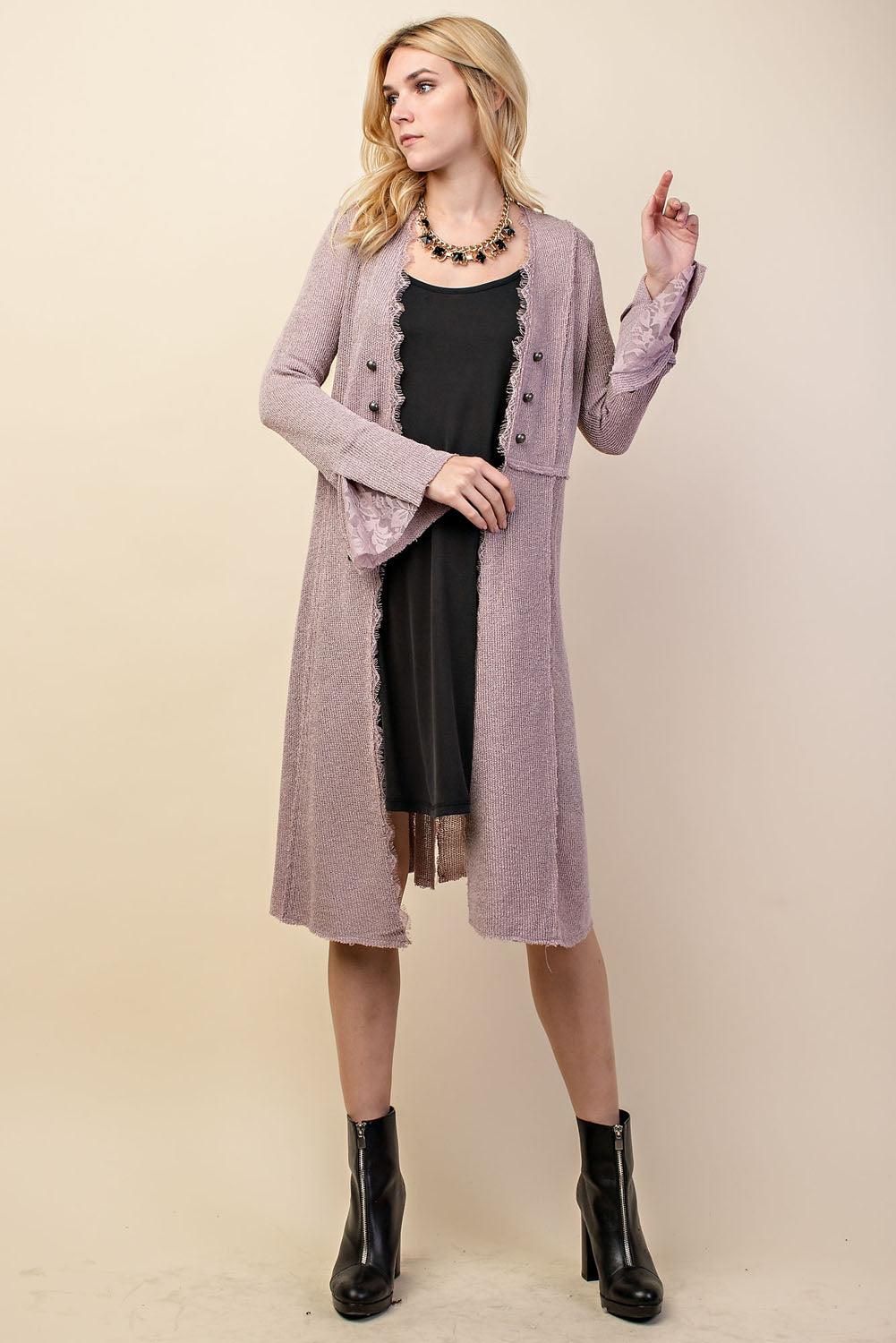 Knit Long Jacket With Buttons Product Image