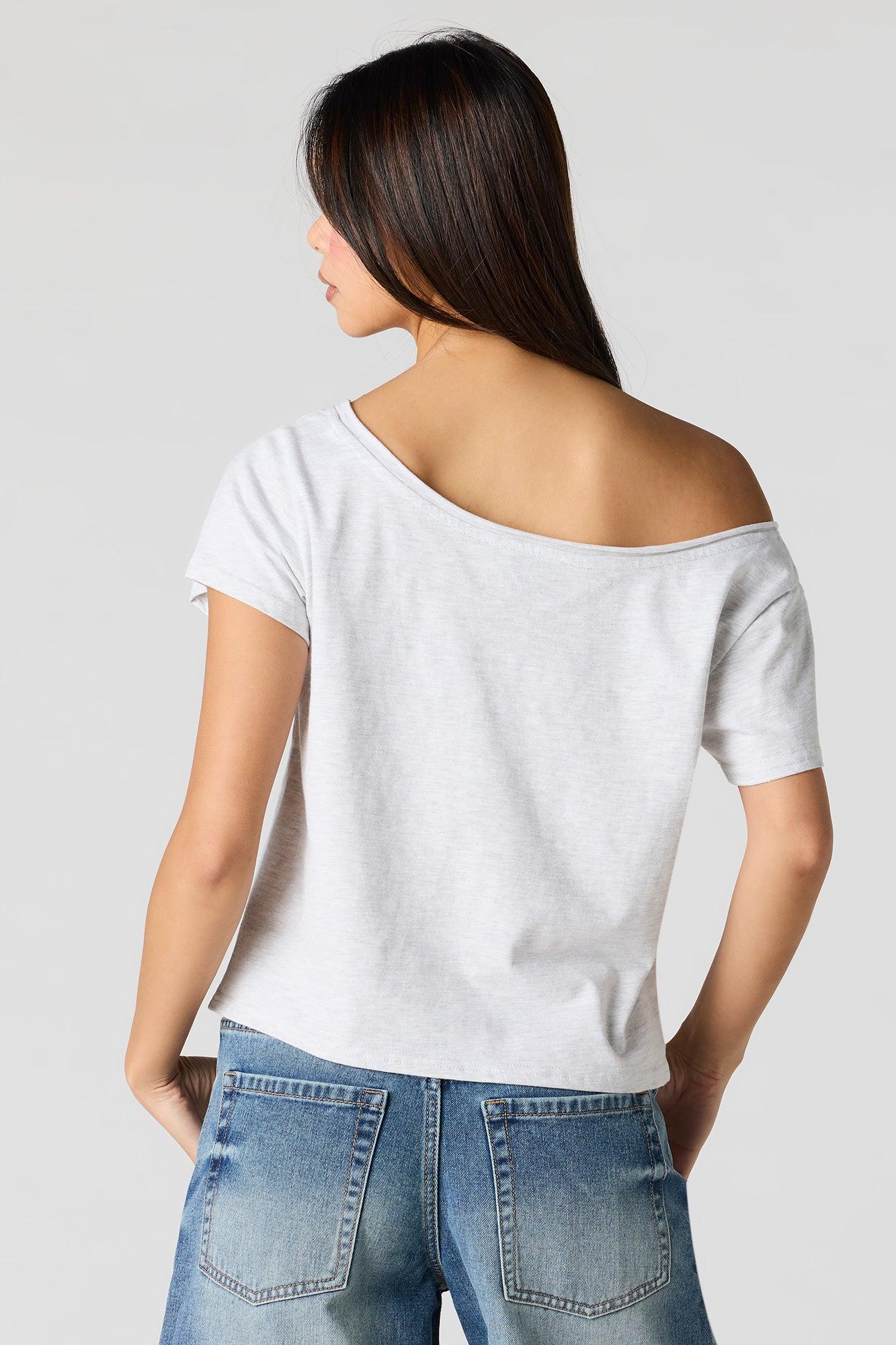 Luxe Heavy Cotton Off-Shoulder T-Shirt Female Product Image
