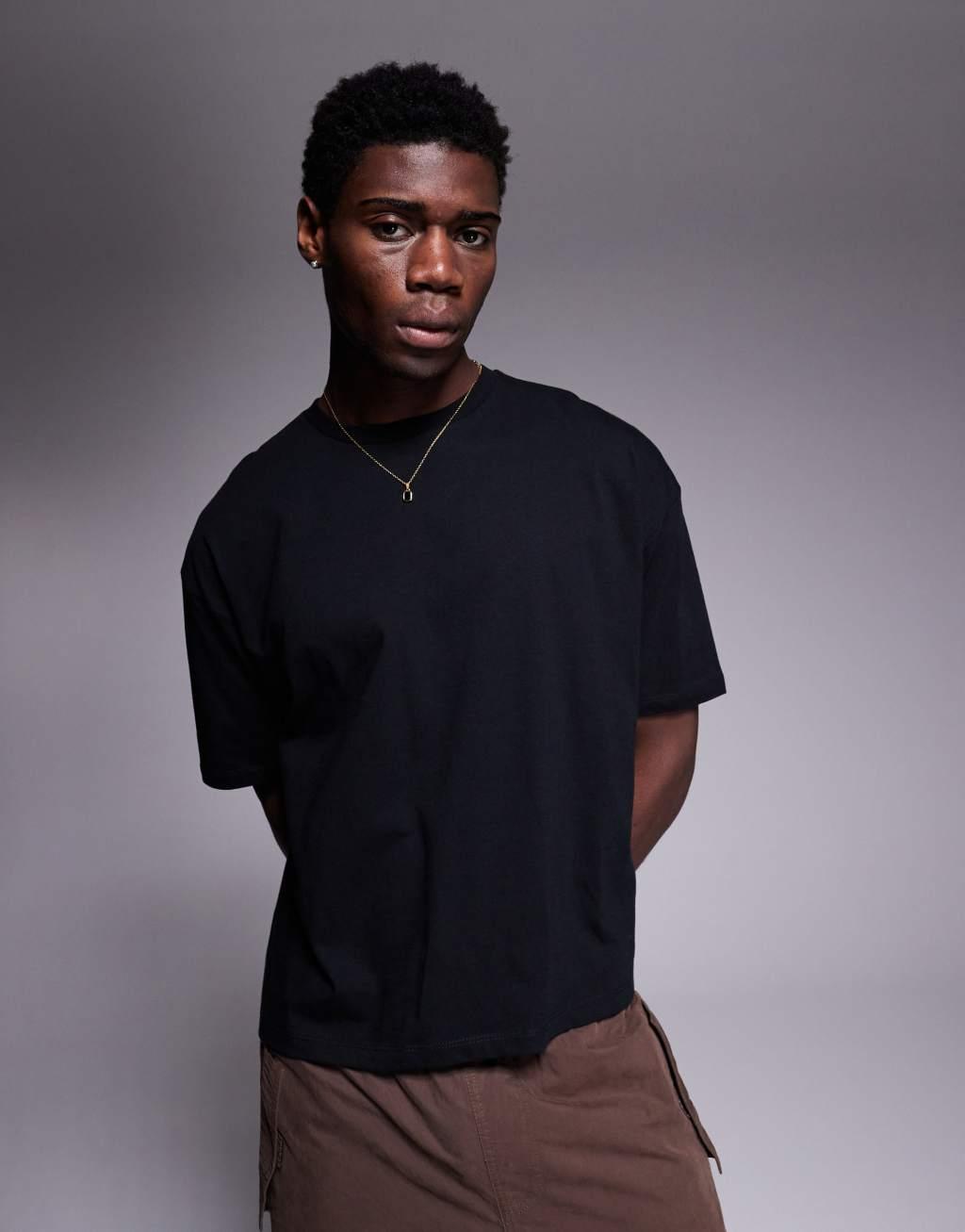 ASOS DESIGN boxy oversized t-shirt with dragon graphic in black Product Image