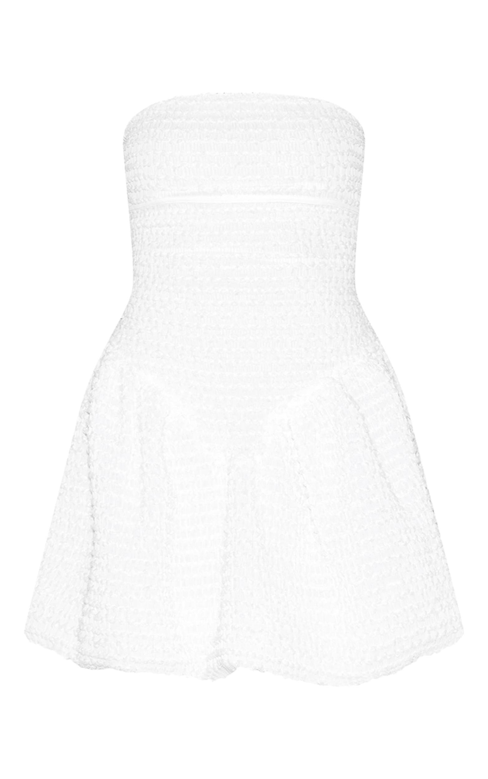  Petite White Jacquard Bandeau Puffball Dress Product Image