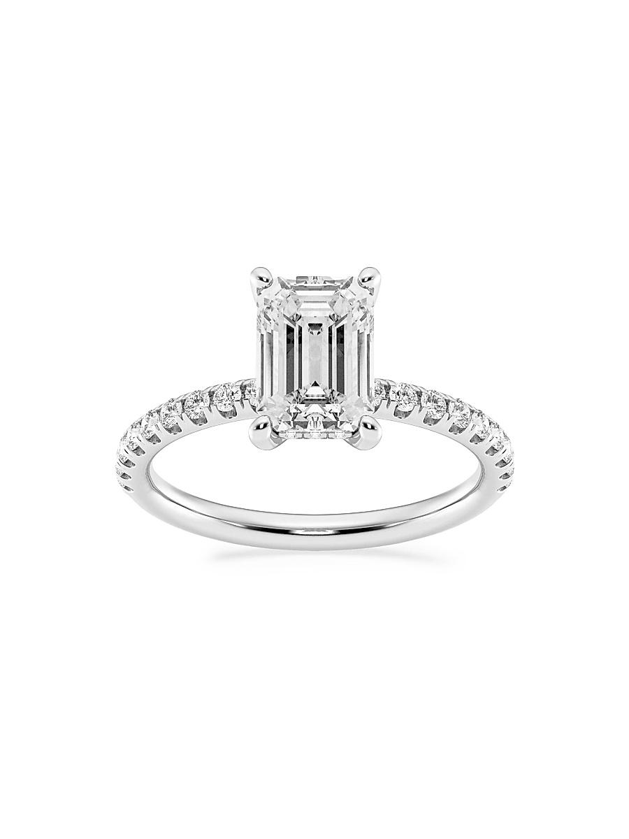 Womens 14K White Gold & Emerald-Cut Lab-Grown Diamond Hidden Halo Ring/0.80-3.41 TCW Product Image